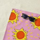 "Bright Sun" Roze Strandhanddoek Strandlaken (In situ)