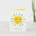 Bright Sun Script Kids Birthday Party Bedankkaart<br><div class="desc">Een Bright Sun script doodt Birthday Party Dank je wel met een regenboogzon en modern script bedankt je op de voorkant. De binnenkant heeft een dankbetuiging van de verjaardagsjongen of het meisje. Klik uitgeven knoop om dit ontwerp met uw details aan te passen.</div>