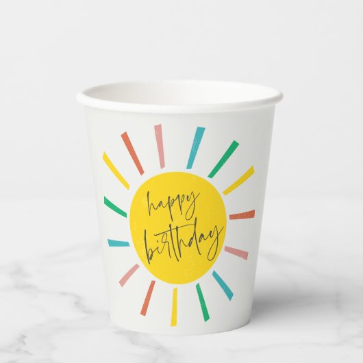 Bright Sun Script Kids Birthday Party Papieren Bekers (Voorkant)