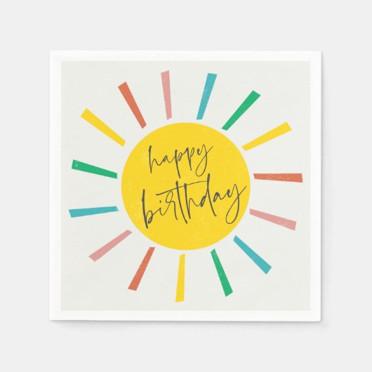 Bright Sun Script Kids Birthday Party Servet (Voorkant)