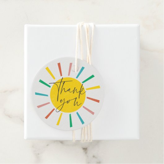 Bright Sun Script kinderen Birthday party bedankt Bedankjes Labels (In situ)
