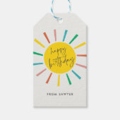 Bright Sun Script Kinderen Verjaardag Cadeaulabel (Voorkant)
