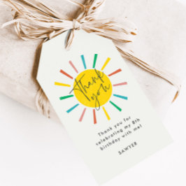 Bright Sun Script Kinderen Verjaardagsfeestje Beda Cadeaulabel