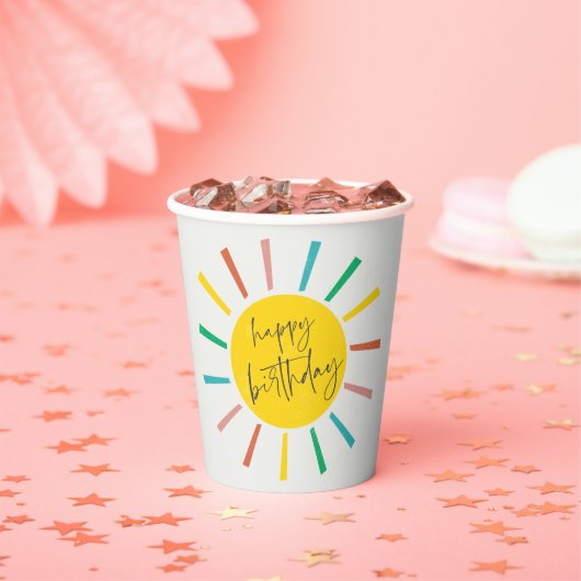 Bright Sun Script Kinderverjaardagsfeestje Papieren Bekers (Insitu)