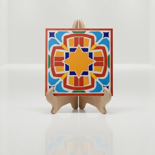 Bright Sun Star Moroccan Ceramic Tile Tegeltje