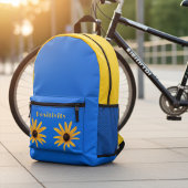 Bright Sun Yellow Spring Bloemen op Royal Blue Bedrukte Rugzak