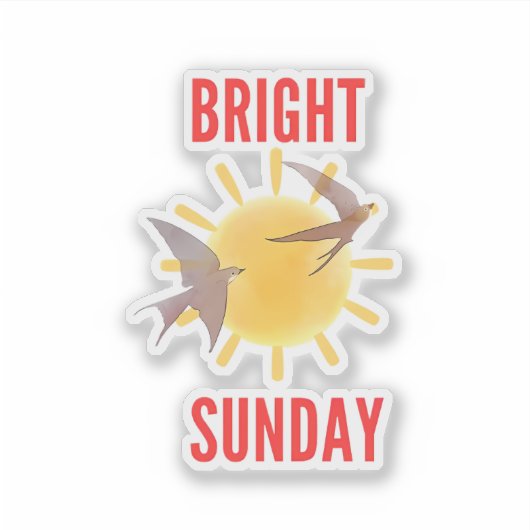 Bright Sunday Sun & Birds Sticker (Voorkant)