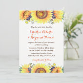 Bright Sunflower Bouquet Rustic Chic Wedding Kaart (Staand voorkant)