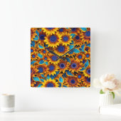Bright Sunflower Clock Vierkante Klok (Huis)