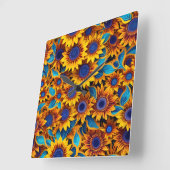 Bright Sunflower Clock Vierkante Klok (Hoek)