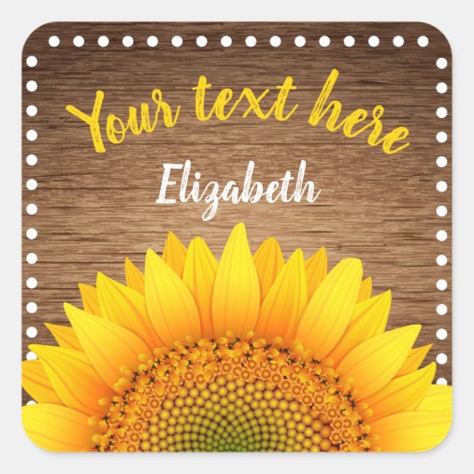 Bright Sunflower Dark Wood Vierkante Sticker (Voorkant)