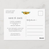 Bright Sunflower Elegant foto Save the Date Briefkaart (Achterkant)