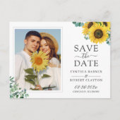 Bright Sunflower Elegant foto Save the Date Briefkaart (Voorkant)
