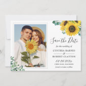Bright Sunflower Greenery Eucalyptus Photo Weddens Save The Date (Voorkant)