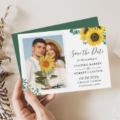 Bright Sunflower Greenery Eucalyptus Photo Weddens Save The Date