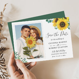 Bright Sunflower Greenery Eucalyptus Photo Weddens Save The Date