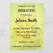 Bright Sunflower Lime Green Dedication Invitation Kaart (Voorkant)