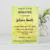 Bright Sunflower  Lime Green Dedication Invitation Kaart (Staand voorkant)