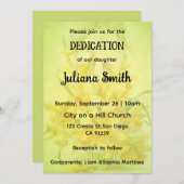 Bright Sunflower  Lime Green Dedication Invitation Kaart (Voorkant / Achterkant)