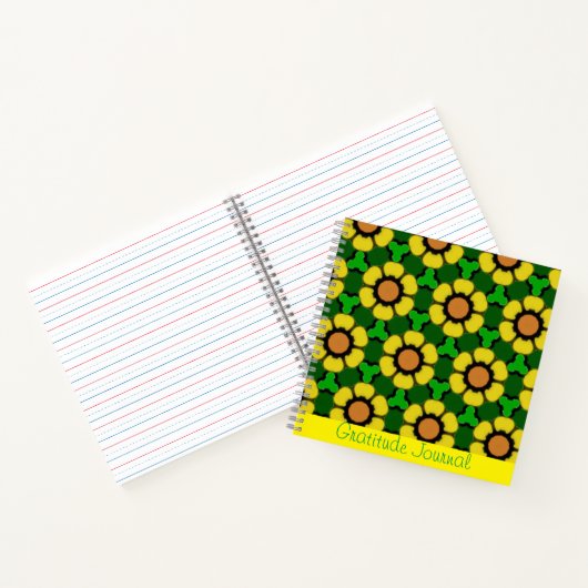 Bright Sunflower Pattern Dankbaarheidsjournaal Notitieboek (Binnen)