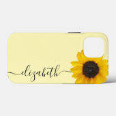 Bright Sunflower Script Stem Naam iPhone Hoesje (Achterkant (horizontaal))