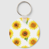 Bright Sunflower Watercolor Seamless Pattern Sleutelhanger (Achterkant)