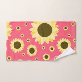 Bright Sunflowers on Pink Bad Handdoek (Handdoek)
