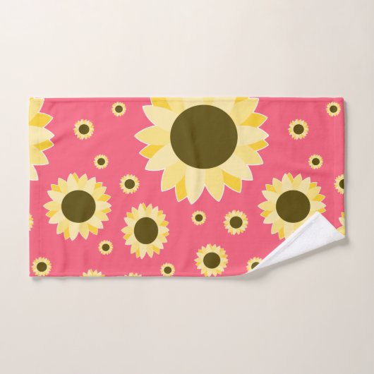 Bright Sunflowers on Pink Bad Handdoek (Handdoek)