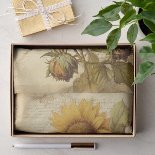 Bright Sunny Sunflowers op  script Tissuepapier (Geschenk)
