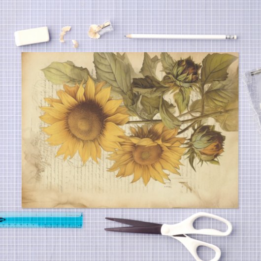 Bright Sunny Sunflowers op script Tissuepapier (Craft)