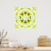 Bright Sunny Yellow Green Shine Star Motivatie Poster (Keuken)