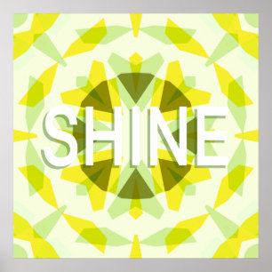 Bright Sunny Yellow Green Shine Star Motivatie Poster