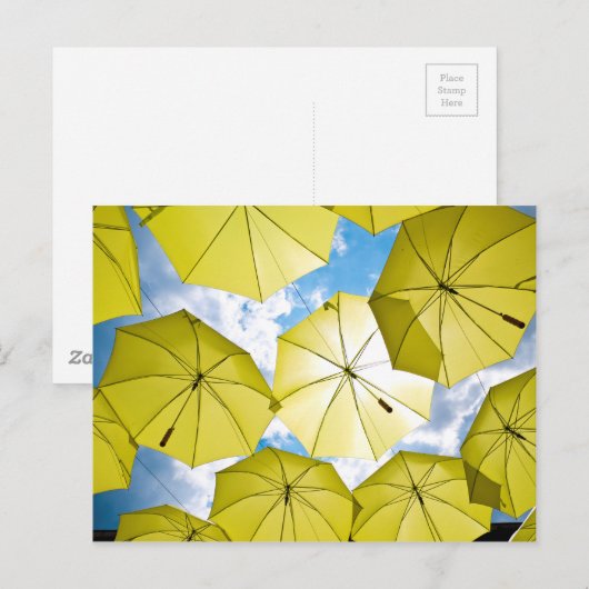 Bright Sunny Yellow Umbrellas Briefkaart (Voorkant / Achterkant)