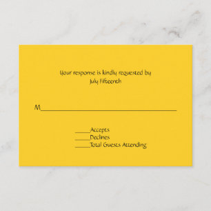 Bright Sunny Yellow Wedding RSVP-kaart RSVP Kaartje