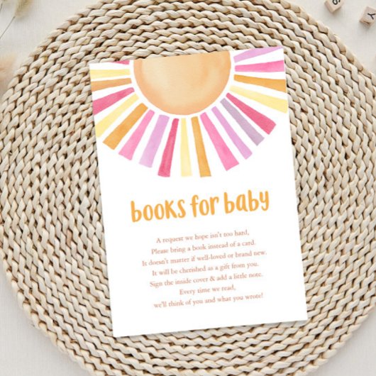 Bright sunshine meisje baby shower boeken voor bab informatiekaartje