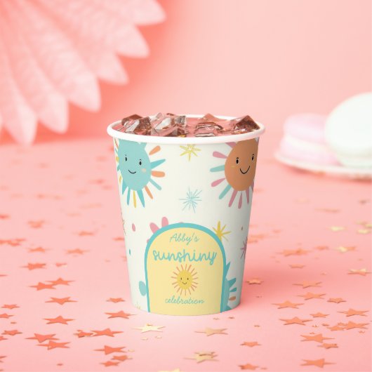 Bright Sunshiny Day Foto Verjaardag Papieren Bekers (Insitu)