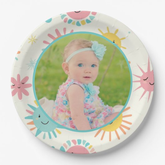 Bright Sunshiny Day Foto Verjaardag Papieren Bordje (Voorkant)