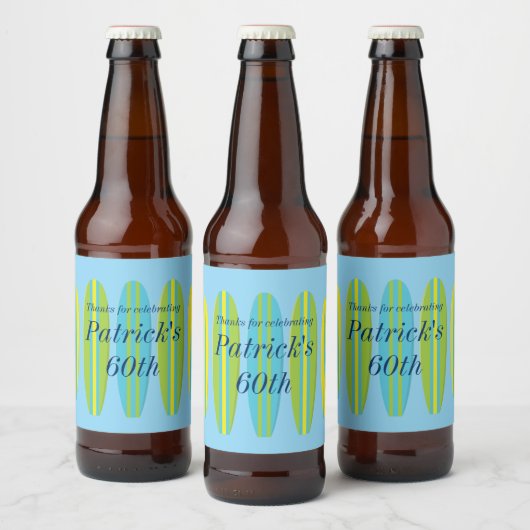 Bright Surfboards Verjaardag Bier Etiket (Flessen)