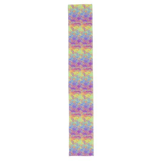 Bright Swirl Fractal Pattern Rainbow Psychedelic Lange Tafelloper (Voorkant)