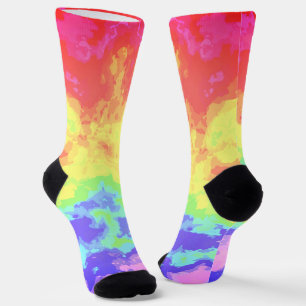 Bright Swirly Boho Hippie Trippy Groovy Rainbow Sokken