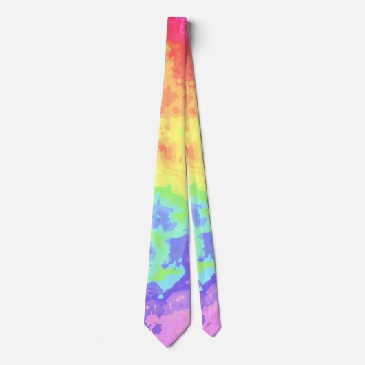 Bright Swirly Boho Hippie Trippy Groovy Rainbow Stropdas (Voorkant)