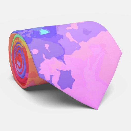 Bright Swirly Boho Hippie Trippy Groovy Rainbow Stropdas (Opgerold)