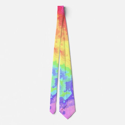Bright Swirly Boho Hippie Trippy Groovy Rainbow Stropdas (Achterkant)