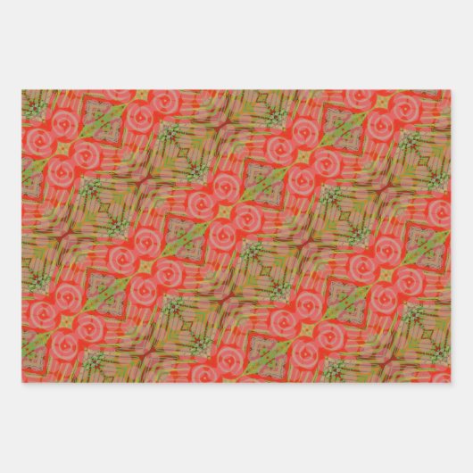 BRIGHT SWIRLY WRAPPING PAPER REDS en MINT (Voorkant 3)