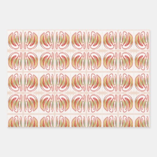 BRIGHT SWIRLY WRAPPING PAPER REDS en MINT (Voorkant 2)