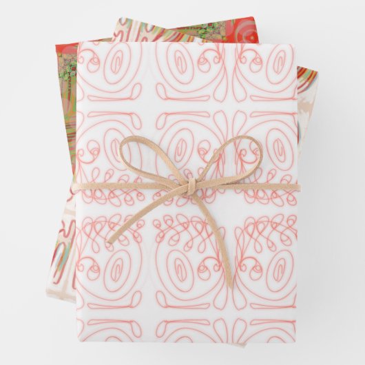 BRIGHT SWIRLY WRAPPING PAPER REDS en MINT (In situ)
