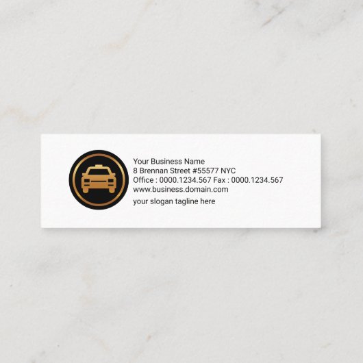 Bright Taxi Trapezium Shapes Yellow Transport Mini Visitekaartje (Achterkant)