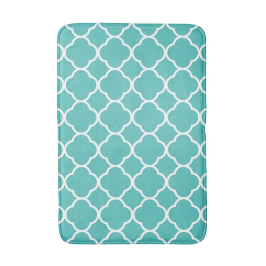 Bright Teal Quatrefoil Pattern Badmat (Voorkant Verticaal)