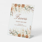 Bright Terracotta Calla Lilies Favors Reclamebord Met Voetstuk (Voorkant)