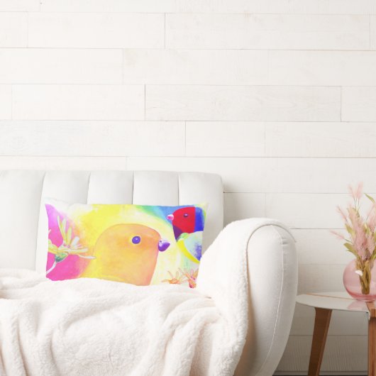 Bright Tie-Dye Birds Kussen (Bank)